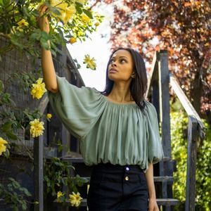 Sage Green Draped Crop Top